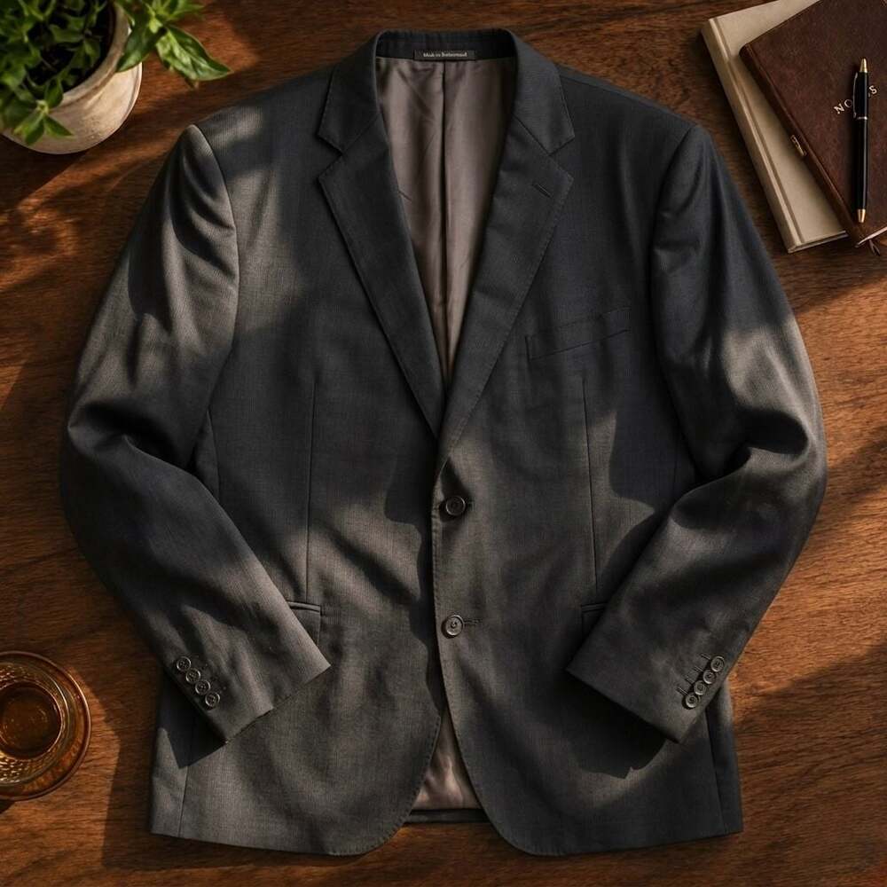 Ermenegildo Zegna Black 100% Wool Two-Button Suit Blazer Jacket Size 56R